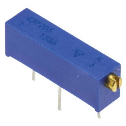 Ladicí potenciometr 20 kΩ 10 % ±100 ppm/°C 0.5 W Boční nastavení 20otáčkový, Průchozí otvor, Kolík, řada: 43P Vishay