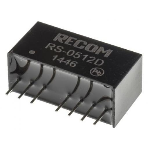 Recom Měnič DC/DC RS, výstup: ±12 V 500 V ac, Vin 9V dc 83 mA, Vin 4.5V 2 W -40 °C 85 °C Průchozí otvor