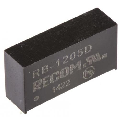 Recom Měnič DC/DC RB, výstup: ±5 V 500 V ac, Vin 13.2V dc 100 mA, Vin 10.8V 1 W -40 °C 85 °C Průchozí otvor