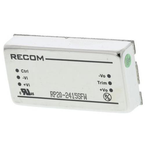 DC-DC převodník 20W, výstup: 15V dc 1.33A 1.6kV dc, Vin 9 → 36 V DC