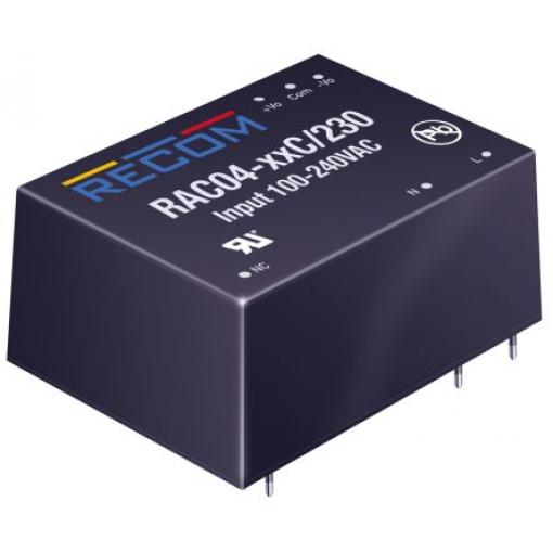 Spínaný napájecí zdroj, počet výstupů: 1 12V dc Montáž na plošný spoj 4 W RAC04-C/230 Recom 305V ac