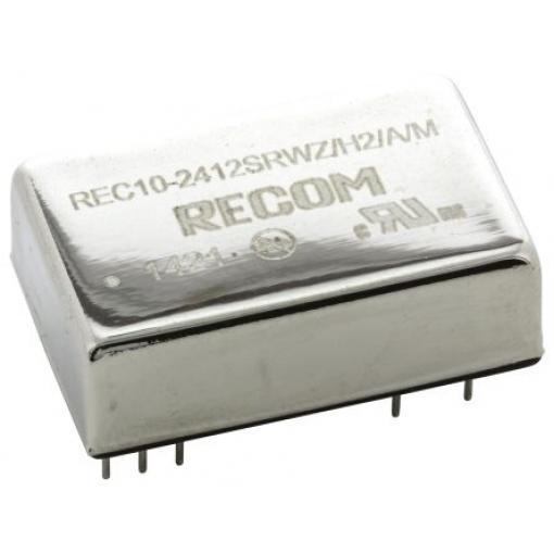 Recom Měnič DC/DC REC10/M, výstup: 12 V dc 2 kV dc, Vin 75V 833 mA, Vin 18V 10 W -40 °C 75 °C Průchozí otvor