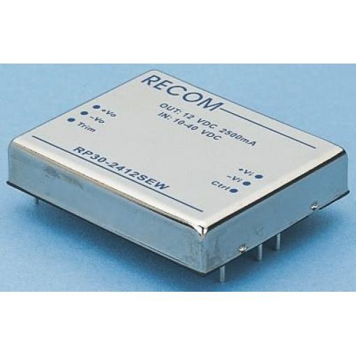 Recom Měnič DC/DC RP30-EW, výstup: 3.3 V dc 1.6 kV dc, Vin 24V dc 6 A, Vin 10V 30 W -40 °C 85 °C Průchozí otvor