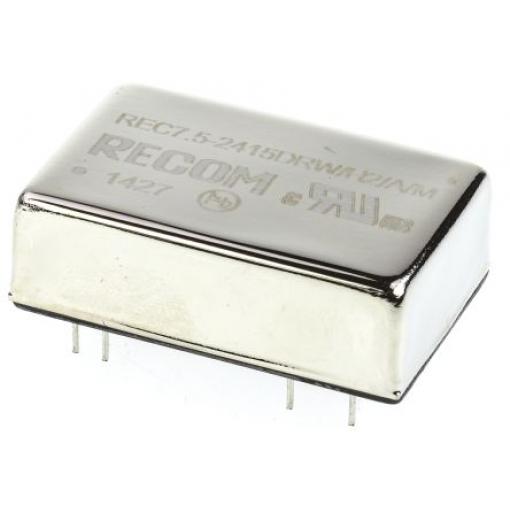 Recom Měnič DC/DC REC7.5, výstup: ±15 V 2 kV dc, Vin 36V dc 250 mA, Vin 18V 7.5 W -40 °C 71 °C Průchozí otvor