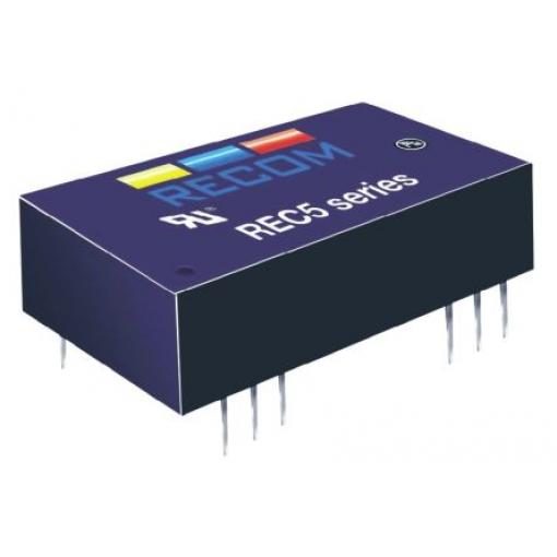 Recom Měnič DC/DC REC5, výstup: ±15 V 4 kV dc, Vin 36V dc 250 mA, Vin 18V 5 W -40 °C 71 °C Průchozí otvor