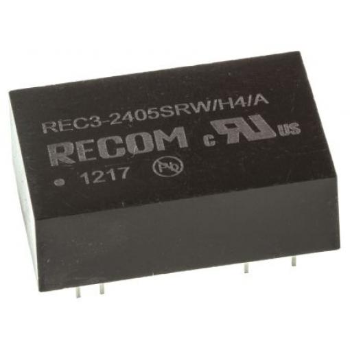 Recom Měnič DC/DC REC3, výstup: 5 V dc 4 kV dc, Vin 36V dc 600 mA, Vin 18V 3 W -40 °C 85 °C Průchozí otvor