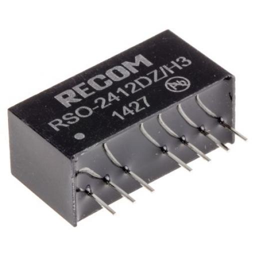 Recom Měnič DC/DC RSO, výstup: ±12 V 3 kV dc, Vin 36V dc 42 mA, Vin 9V 1 W -40 °C 85 °C Průchozí otvor