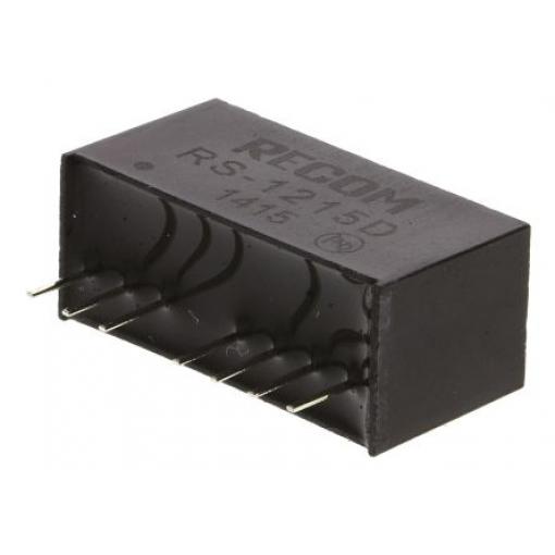 Recom Měnič DC/DC RS, výstup: ±15 V 500 V ac, Vin 18V dc 67 mA, Vin 9V 2 W -40 °C 85 °C Průchozí otvor
