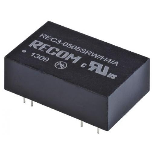 Recom Měnič DC/DC REC3, výstup: 5 V dc 2 kV ac, Vin 5V dc 600 mA, Vin 4.5V 3 W -40 °C 80 °C Průchozí otvor
