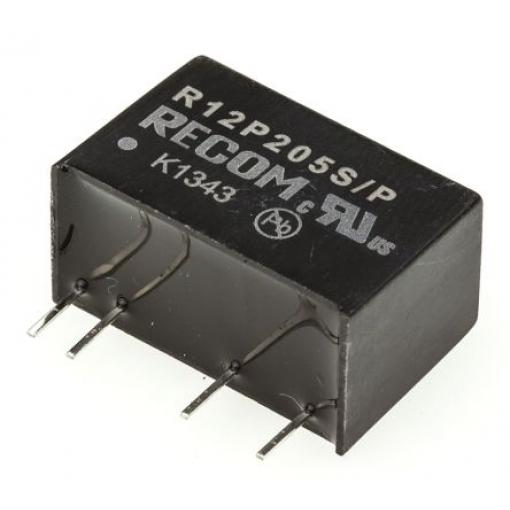 Recom Měnič DC/DC R12P, výstup: 5 V dc 2.6 kV ac, Vin 13.2V dc 400 mA, Vin 10.8V 2 W -40 °C 85 °C Průchozí otvor
