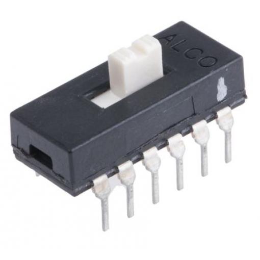 TE Connectivity Posuvný spínač Montáž na plošný spoj 4PDT Blokování 300 mA Nylon