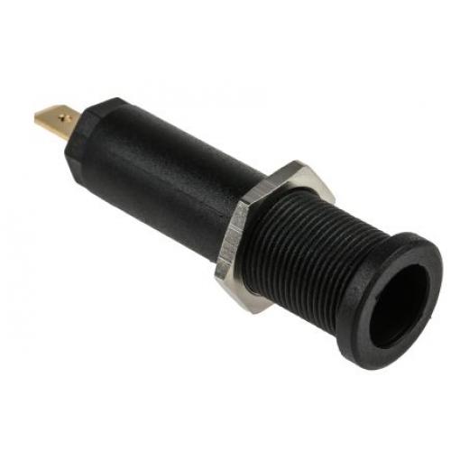 Staubli Zásuvka na banánky, 4 mm, 1kV, 5 kV, 10A, Černá, Vnitřní Jazýček, délka: 50.5 mm, pokovení kontaktu: Zlatá