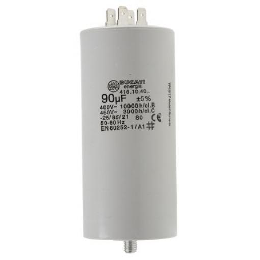 Vrstvové kondenzátory, řada: 4.16.10 Třída C 90 μF ±5 % 450 V ac, Montáž šroubem Ducati Energia