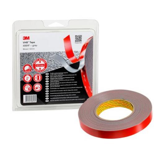 Pěnová páska, Šedá 19 mm, délka: 5.50 m tloušťka 2.3 mm 4991F 3M
