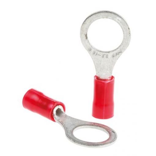 Očková koncovka, řada: PLASTI-GRIP, pokovení: Cín, M8, Červená, 105 °C, min. AWG: 22 AWG, max. AWG: 16 AWG, Izolované,