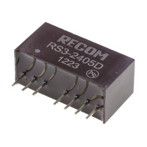 Recom Měnič DC/DC RS3, výstup: 5 V dc 500 V ac, Vin 36V dc 125 mA, Vin 3V 2 W -40 °C 71 °C Průchozí otvor