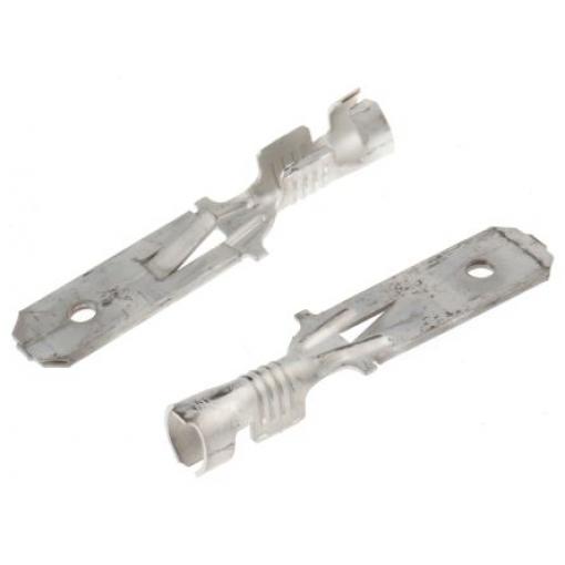 TE Connectivity Zásuvný konektor, řada: FASTIN-FASTON .250 Neizolované, 6.3 x 0.8 mm, Černá Vnější, celková délka: 28