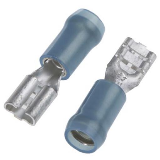 TE Connectivity Zásuvný konektor, řada: PIDG FASTON .187 Izolované, 4.8 x 0.8 mm, Modrá Vnitřní, celková délka: 0.862