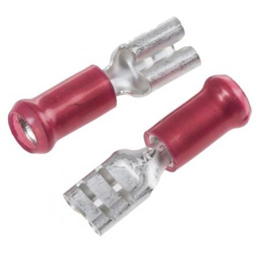 TE Connectivity Zásuvný konektor, řada: PIDG FASTON .187 Izolované, 4.8 x 0.5 mm, Červená Vnitřní, celková délka: 20.88
