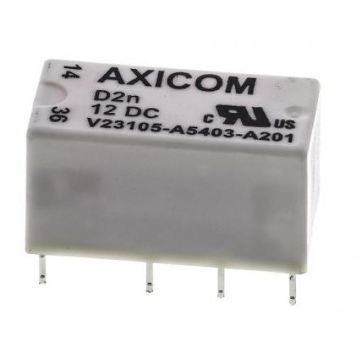 Výkonové relé DPDT Montáž na PCB 12V dc D2n