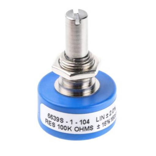 Potenciometr, průměr hřídele: 6.35 mm, řada: 6639 100 kΩ 15 % 1 W 6639S-1-104 Rotační, Montáž do panelu 1 Bourns