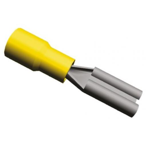 TE Connectivity Zásuvný konektor, řada: PIDG FASTON .110 Izolované, 2.79 x 0.79 mm, Žlutá Vnitřní, celková délka: 17.4