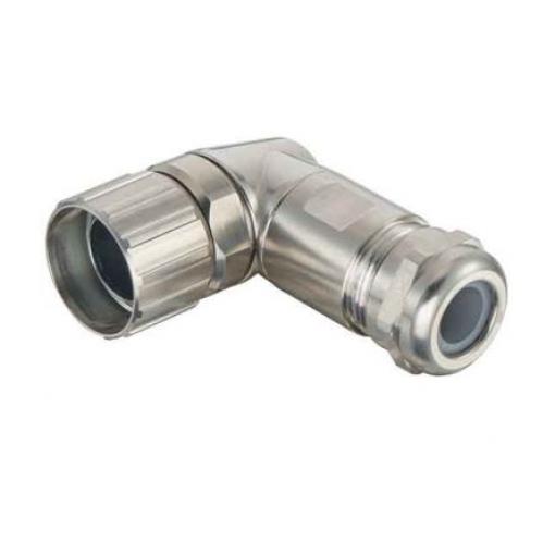 Pouzdro, Kabel, velikost: M23 HARTING, orientace těla: Pravý úhel, řada: Han M23, IP67, IP69K, materiál pouzdra: Měď