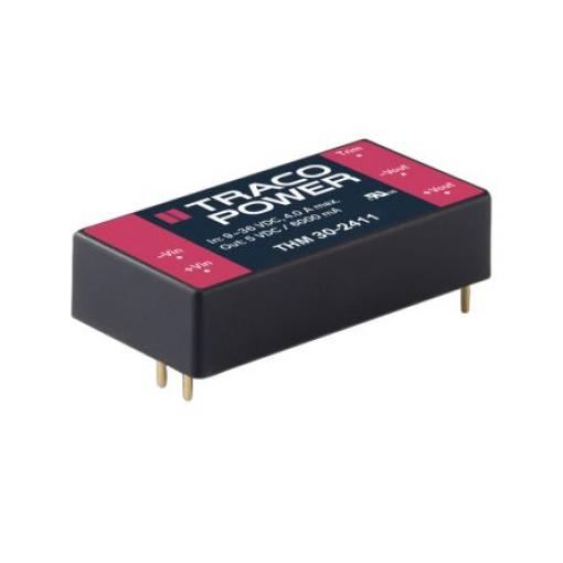 TRACOPOWER Měnič DC/DC THM 30, výstup: 24 V dc 5 kV ac, Vin 36V dc 1.25 A, Vin 18V 30 W -40 °C 80 °C Průchozí otvor
