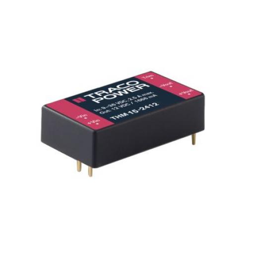 TRACOPOWER Měnič DC/DC THM 15, výstup: 24 V dc 5 kV ac, Vin 36V dc 625 mA, Vin 18V 15 W -40 °C 85 °C Průchozí otvor