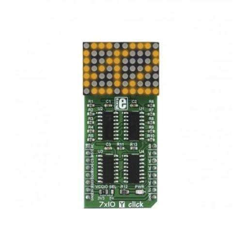 Deska displeje MIKROE-2790 Vývojová deska MikroElektronika 7 x 10 Y Click Displej LED s bodovou maticí 74HC595