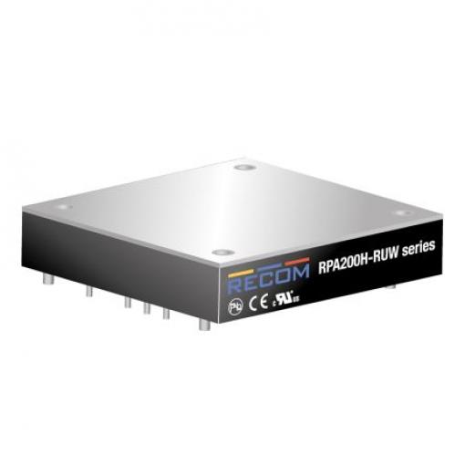 Recom Měnič DC/DC RPA200H-RUW, výstup: 24 V dc 3 kV ac, Vin 140V 8.5 A, Vin 16.5V 200 W -40 °C 93.5 °C Průchozí otvor