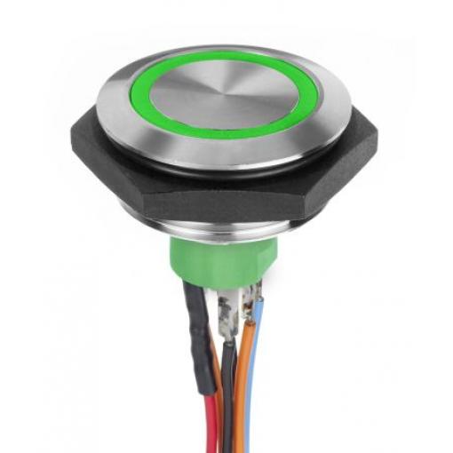 APEM Tlačítkový spínač, řada: AV IP67 SPST Panel Okamžité Osvětlené 30.2 mm 1 A, barva LED: Zelená 30 V dc