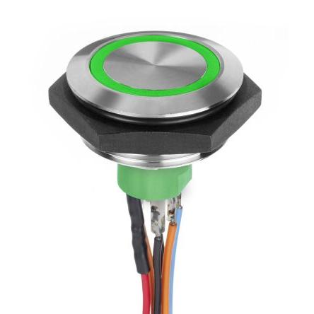 APEM Tlačítkový spínač, řada: AV IP67 SPST Panel Okamžité Osvětlené 30.2 mm 1A, barva LED: Zelená 30 V dc