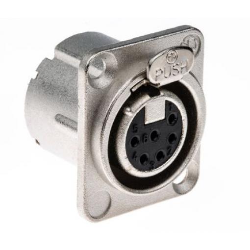 Neutrik Konektor XLR, počet kontaktů: 6, orientace těla: Rovný Vnitřní, pokovení: Stříbro přes nikl, Panel, 50 V,