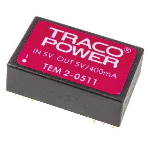 TRACOPOWER Měnič DC/DC TEM 2, výstup: 5 V dc 1 kV dc, Vin 5.5V dc 400 mA, Vin 4.5V 2 W -25 °C 70 °C Průchozí otvor
