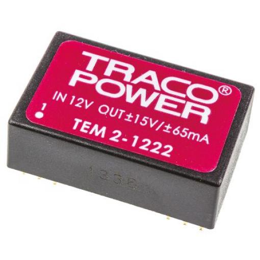 TRACOPOWER Měnič DC/DC TEM 2, v��stup: 15 V dc 1 kV dc, Vin 13.2V dc 65 mA, Vin 10.8V 2 W -25 °C 70 °C Průchozí otvor