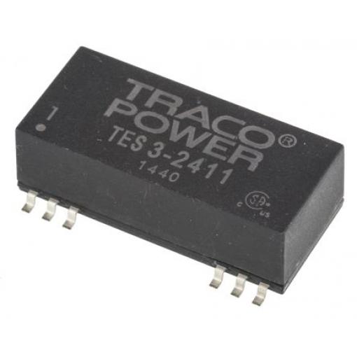 TRACOPOWER Měnič DC/DC TES 3, výstup: 5 V dc 1.5 kV dc, Vin 36V dc 600 mA, Vin 18V 3 W -40 °C 85 °C Povrch