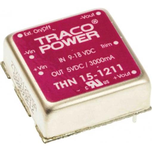 TRACOPOWER, výstup: 5V dc 3 A, Vin 9V 15 W