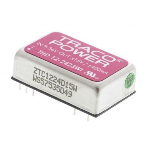 TRACOPOWER Měnič DC/DC THD 12WI, výstup: 15 V dc 1.5 kV dc, Vin 36V dc 400 mA, Vin 9V 12 W -40 °C 85 °C Průchozí otvor