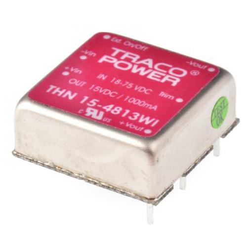 TRACOPOWER Měnič DC/DC THN 15WI, výstup: 15 V dc 1.6 kV dc, Vin 75V dc 1 A, Vin 18V 15 W -40 °C 85 °C Průchozí otvor