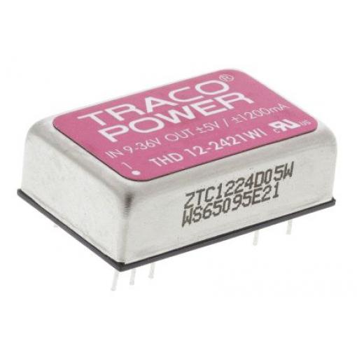 TRACOPOWER Měnič DC/DC THD 12WI, výstup: 5 V dc 1.5 kV dc, Vin 36V dc 1.2 A, Vin 9V 12 W -40 °C 85 °C Průchozí otvor