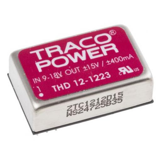 TRACOPOWER Měnič DC/DC THD 12, výstup: 15 V dc 1.5 kV dc, Vin 18V dc 400 mA, Vin 9V 12 W -40 °C 85 °C Průchozí otvor