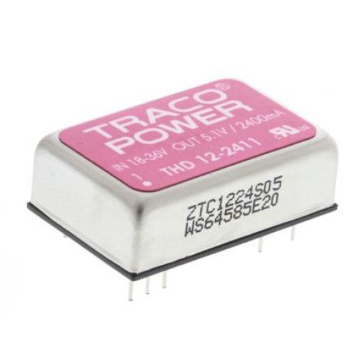 TRACOPOWER Měnič DC/DC THD 12, výstup: 5.1 V 1.5 kV dc, Vin 36V dc 2.4 A, Vin 18V 12 W -40 °C 85 °C Průchozí otvor