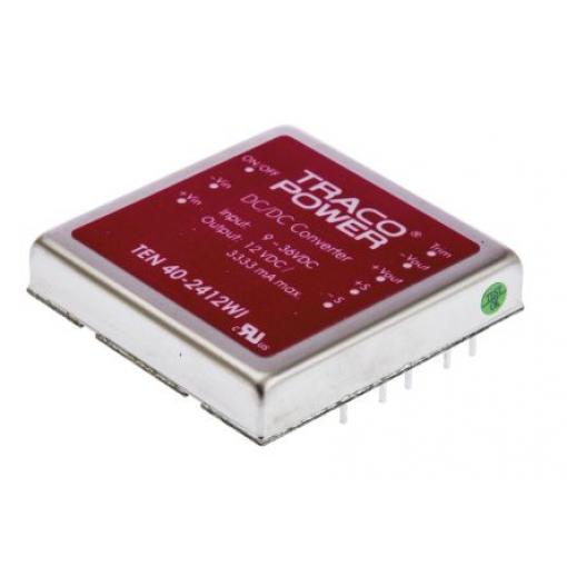 TRACOPOWER Měnič DC/DC TEN 40WI, výstup: 12 V dc 1.5 kV dc, Vin 36V dc 3330 mA, Vin 9V 40 W -40 °C 85 °C Průchozí otvor