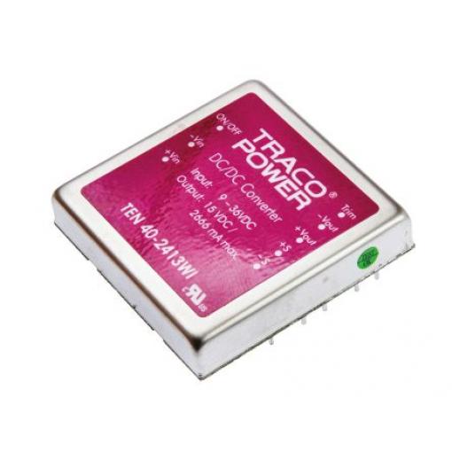 TRACOPOWER Měnič DC/DC TEN 40WI, výstup: 15 V dc 1.5 kV dc, Vin 36V dc 2670 mA, Vin 9V 40 W -40 °C 85 °C Průchozí otvor