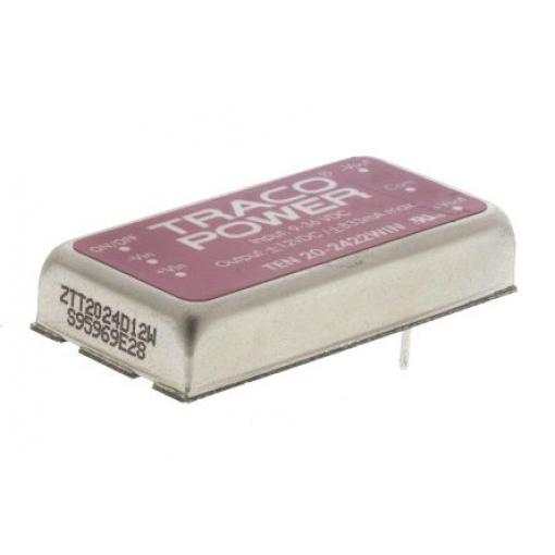 TRACOPOWER Měnič DC/DC TEN 20WIN, výstup: 12 V dc 1.5 kV dc, Vin 36V dc 833 mA, Vin 9V 20 W -40 °C 85 °C Montáž na