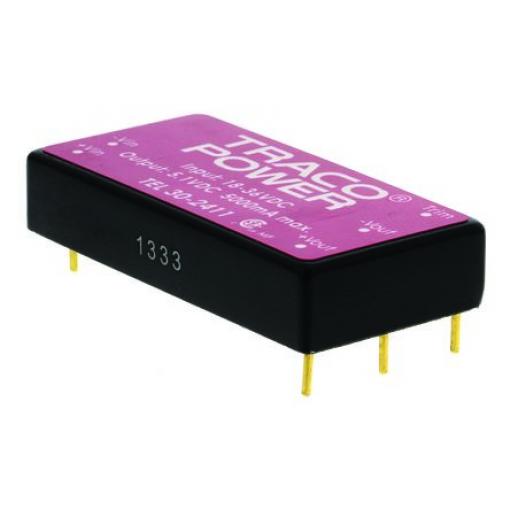 TRACOPOWER Měnič DC/DC TEL 30, výstup: 5.1 V 1.5 kV dc, Vin 36V dc 5 A, Vin 18V 30 W -40 °C 71 °C Montáž na plošný spoj