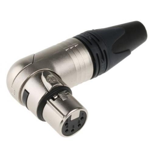 Neutrik Konektor XLR, počet kontaktů: 5, orientace těla: Pravý úhel Vnitřní, pokovení: Stříbro přes nikl, Kabel, 50 V
