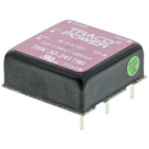 TRACOPOWER Měnič DC/DC THN 30WI, výstup: 5 V dc 1.5 kV dc, Vin 36V dc 6 A, Vin 9V 30 W -40 °C 80 °C Montáž na plošný