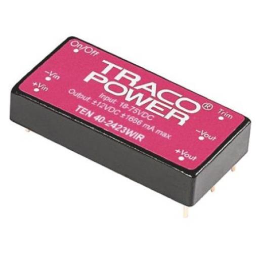 TRACOPOWER Měnič DC/DC TEN 40WIR, výstup: 24 V dc 1.6 kV dc, Vin 75V dc 1666 mA, Vin 18V 40 W -40 °C 85 °C Montáž na